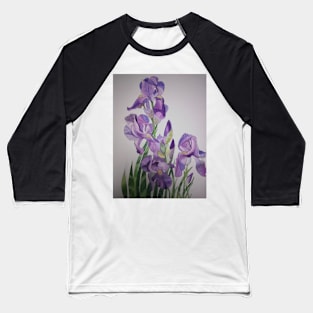 Watercolour purple irises with a light background Baseball T-Shirt